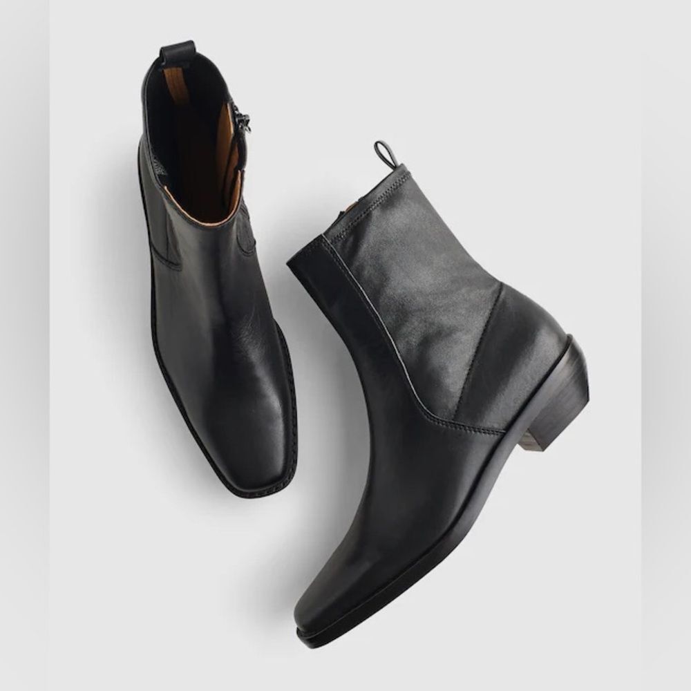 Madewell The Idris Ankle Boot in True Black Leather Size 9 NWOB